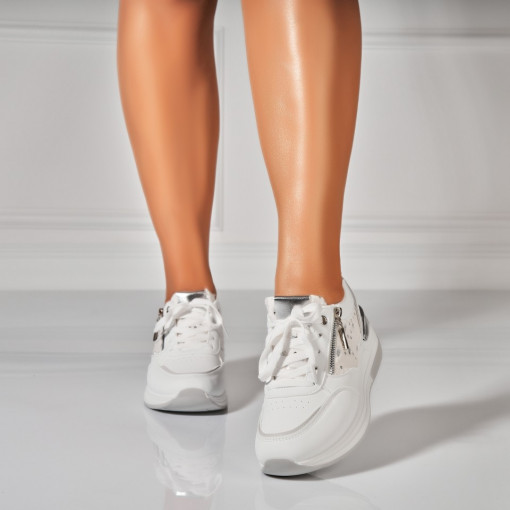 Adidasi Dama Argintii din Piele Ecologica Avrey - Img 2