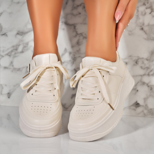 Adidasi Dama Bej din Piele Ecologica Caleya - Img 3