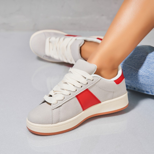 Adidași damă Piele Ecologica Intoarsa Gri Cynia - Img 3