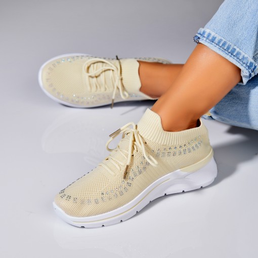 Adidași damă Textil Bej Rinna - Img 2