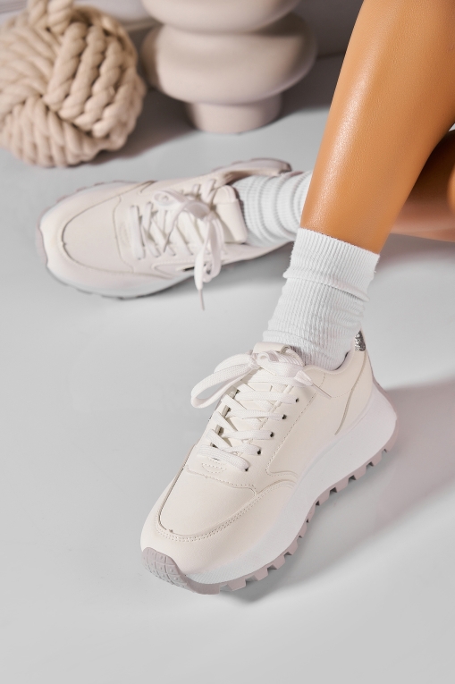 Adidași de damă Piele Ecologica Alb Alexsa - Img 2