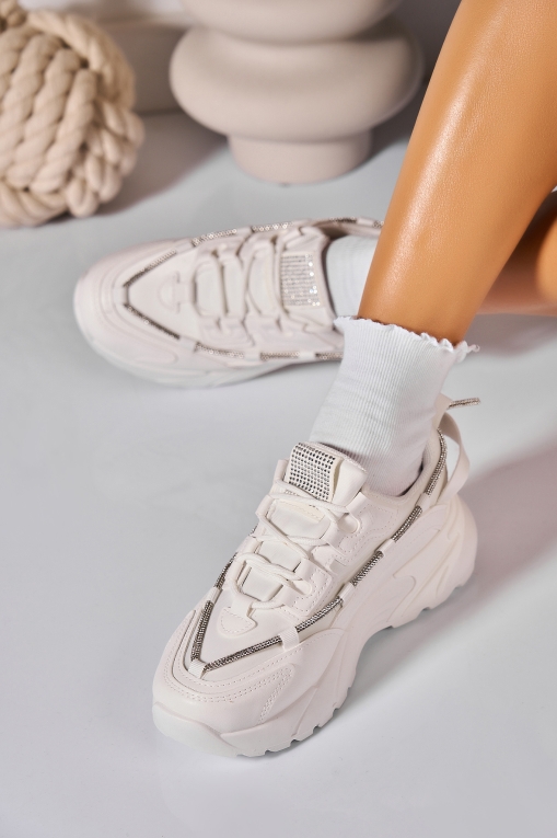 Adidași de damă Piele Ecologica Alb Azelle - Img 2