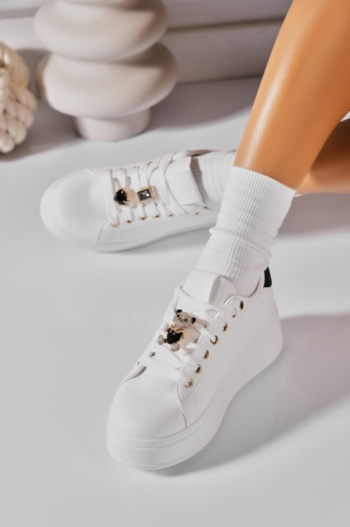 Adidași de damă Piele Ecologica Alb Hasley - Img 4