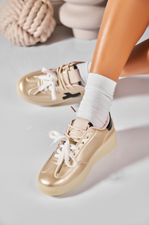 Adidași de damă Piele Ecologica Auriu Soliana - Img 2