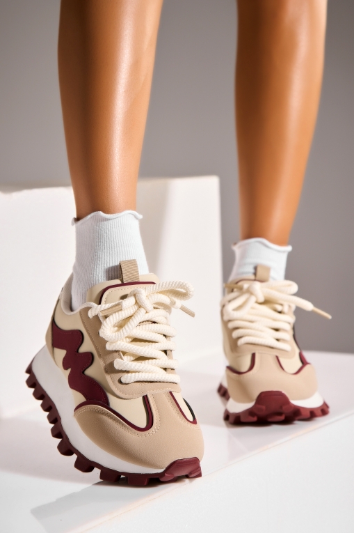 Adidași de damă Piele Ecologica Bordo Prysca - Img 2