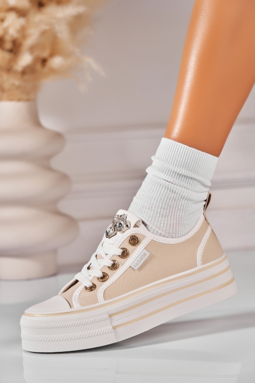 Adidași de damă Textil Bej Deisy - Img 3