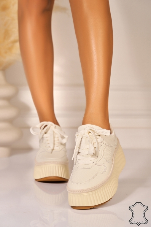 Adidasi Piele Naturala Crem Calera - Img 3