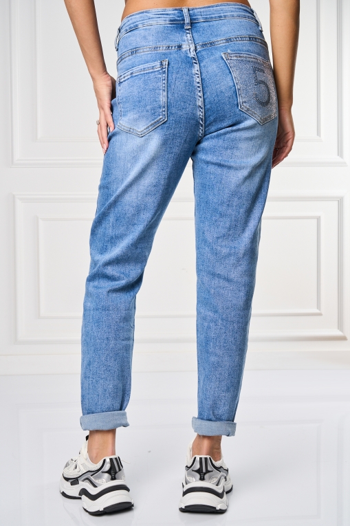 Blugi dama Mom Fit Albastri Ghala - Img 3