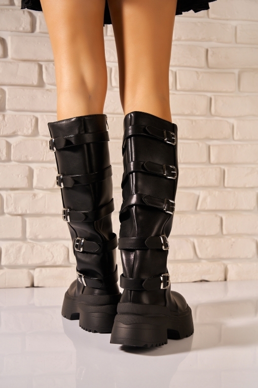 Cizme Dama cu Platforma Negre din Piele Ecologica Lyndon - Img 2