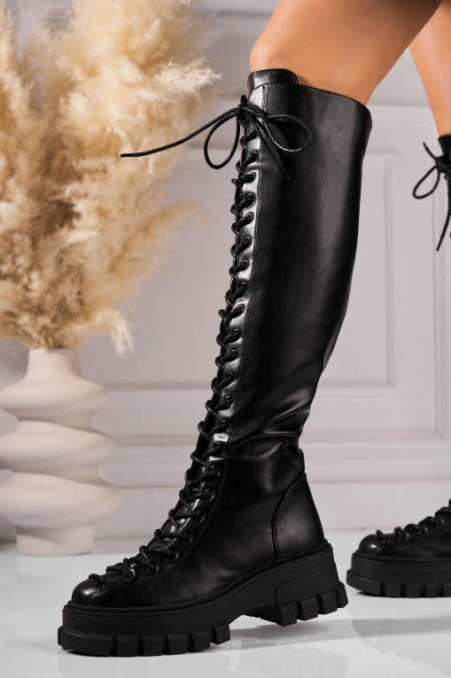 Cizme Dama Imblanite Negre din Piele Ecologica Laysha - Img 5