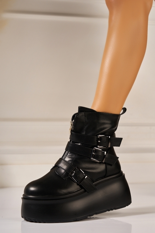 Ghete dama cu platforma Negre din Piele Ecologica Vaylin - Img 3