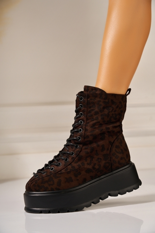 Ghete Dama Imblanite Animal Print din Piele Ecologica Intoarsa Isyana - Img 2