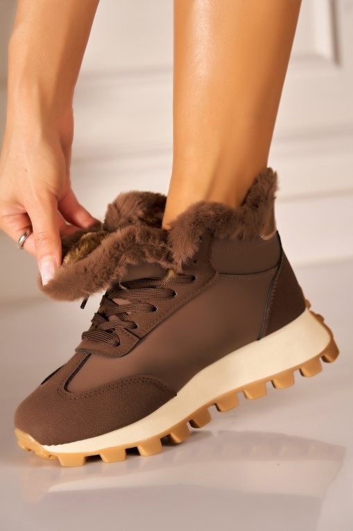 Ghete Dama Imblanite Maro din Piele Ecologica Wrya - Img 2