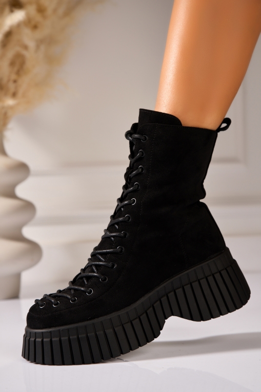 Ghete Dama Imblanite Negre din Piele Ecologica Intoarsa Evalise2 - Img 3