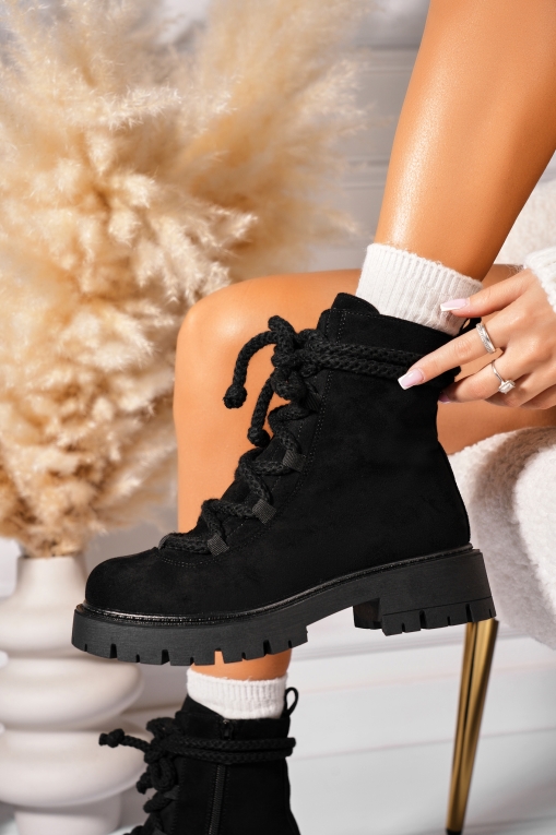 Ghete Dama Imblanite Negre din Piele Ecologica Intoarsa Hatley - Img 3