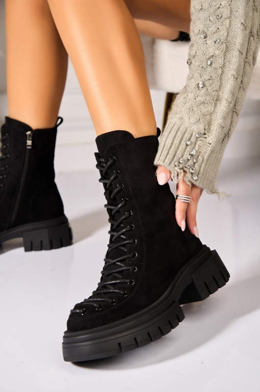 Ghete Dama Imblanite Negre din Piele Ecologica Intoarsa Zelina2 - Img 3