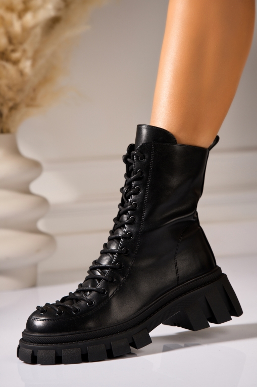 Ghete Dama Imblanite Negre din Piele Ecologica Zera - Img 6