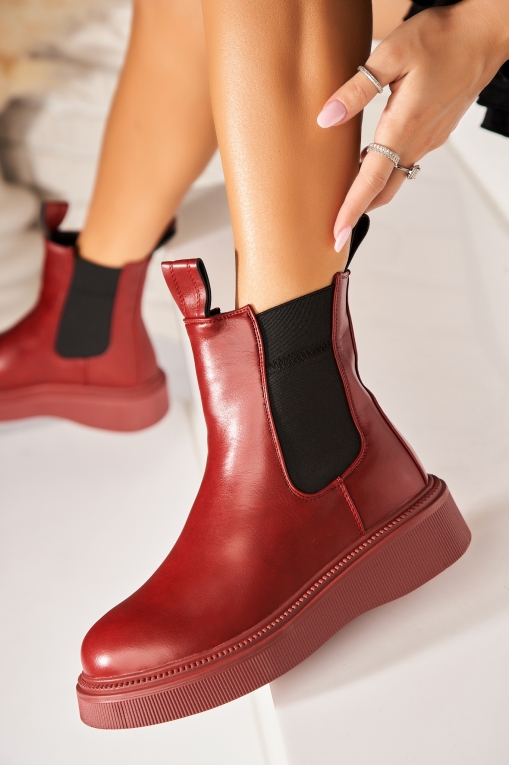 Ghete Dama Imblanite Rosii din Piele Ecologica Sadora - Img 3