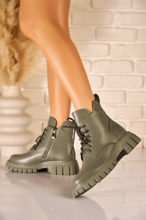 Ghete Dama Imblanite Verzi din Piele Ecologica Shuha - Img 2