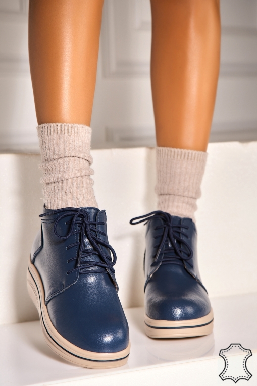 Ghete Piele Naturala dama Bleumarin Yuliya - Img 2