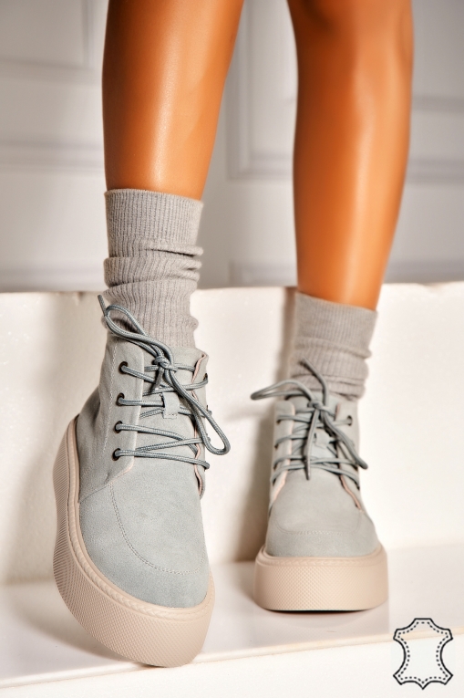 Ghete Piele Naturala Intoarsa dama Albastre Airyn - Img 2