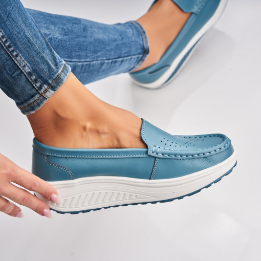 Mocasini dama Piele Naturala Albastri Beatriz - Img 3