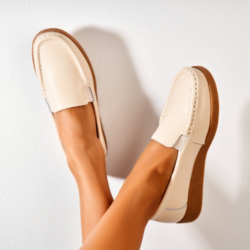 Mocasini dama Piele Naturala Bej Dona - Img 3