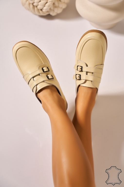 Mocasini dama Piele Naturala Bej Vaeda - Img 3