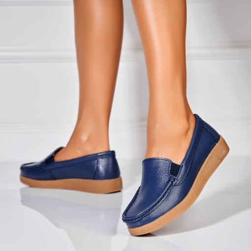Mocasini dama Piele Naturala Bleumarin Dona - Img 3