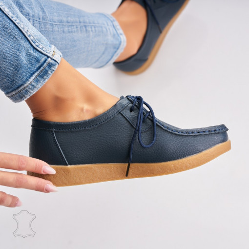 Mocasini dama Piele Naturala Bleumarin Harla - Img 2