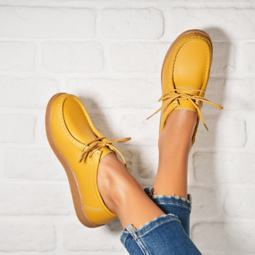 Mocasini dama Piele Naturala Galbeni Harla - Img 2