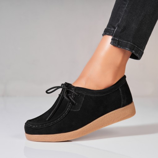 Mocasini dama Piele Naturala Intoarsa Negri Harla2 - Img 2