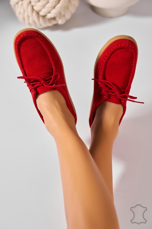 Mocasini dama Piele Naturala Intoarsa Rosii Harla2 - Img 3