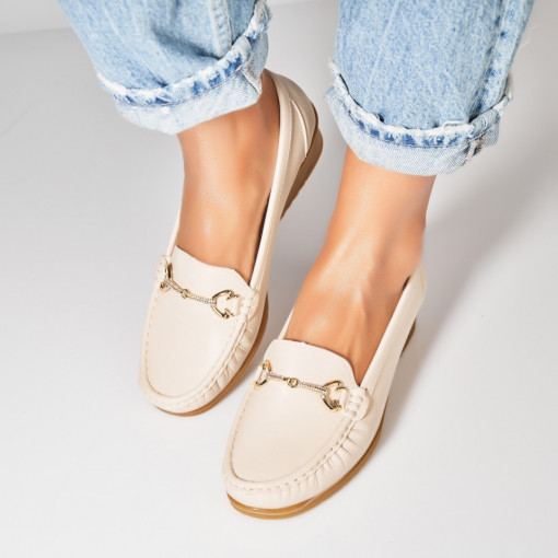 Pantofi dama casual Bej din Piele Ecologica Aanya - Img 3