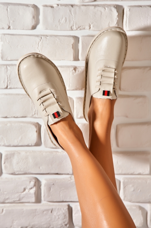 Pantofi dama casual Bej din Piele Ecologica Cecilia - Img 2