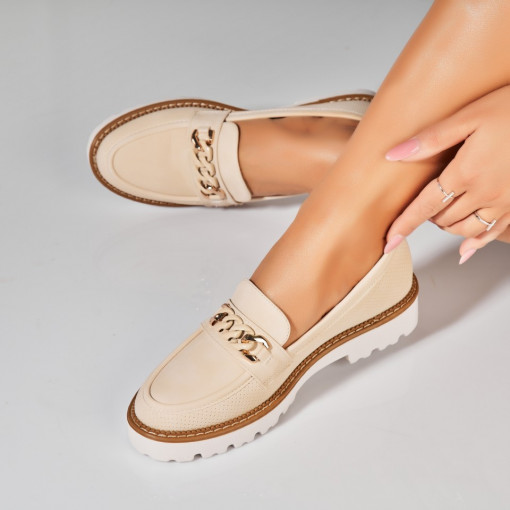 Pantofi dama casual Bej din Piele Ecologica Kamari - Img 3