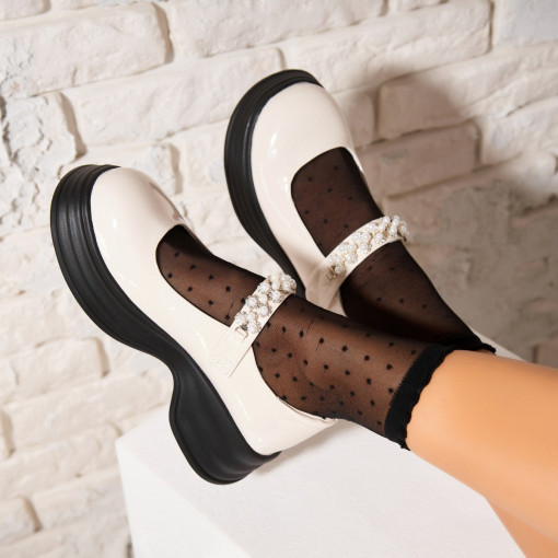 Pantofi dama casual Bej din Piele Ecologica Lacuita Nissa - Img 2