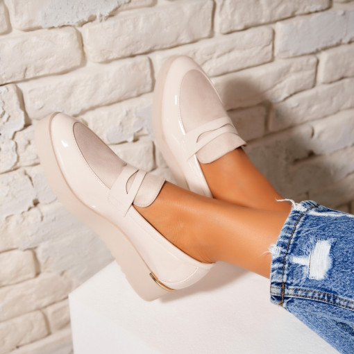 Pantofi dama casual Bej din Piele Ecologica Lacuita Rozy - Img 2