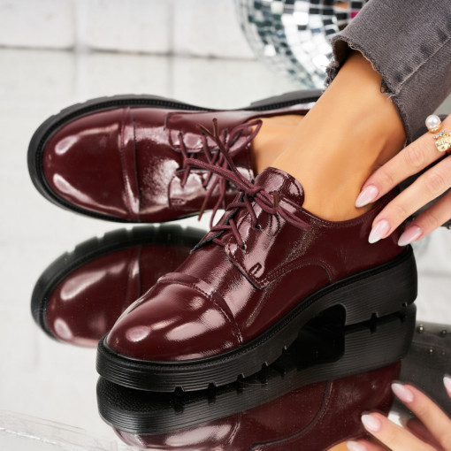 Pantofi dama casual Bordo din Piele Ecologica Lacuita Sloan - Img 3
