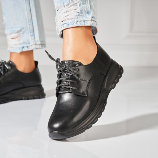 Pantofi dama casual Negri din Piele Ecologica Elisa - Img 2