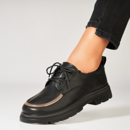 Pantofi dama casual Negri din Piele Ecologica Hoora - Img 3