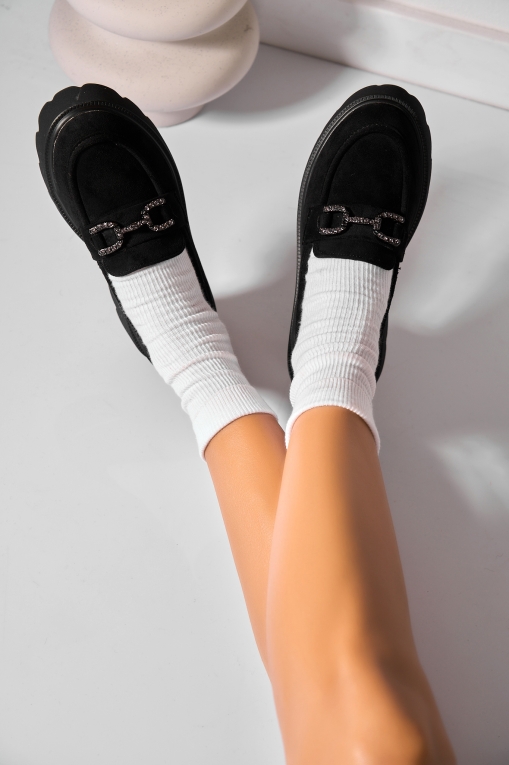 Pantofi dama casual Negri din Piele Ecologica Intoarsa Maslyn - Img 2