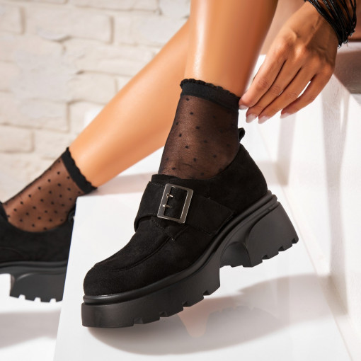 Pantofi dama casual Negri din Piele Ecologica Intoarsa Nyeli2 - Img 3