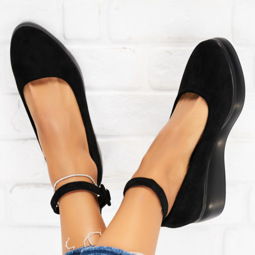 Pantofi dama casual Negri din Piele Ecologica Intoarsa Tamara2 - Img 3