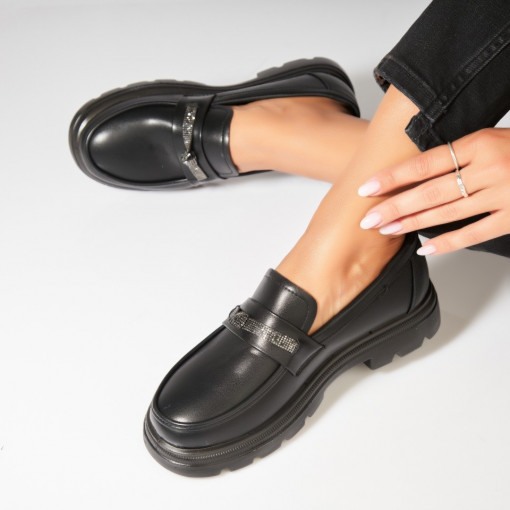 Pantofi dama casual Negri din Piele Ecologica Isiuwa - Img 2