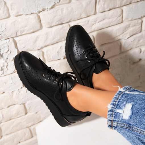 Pantofi dama casual Negri din Piele Ecologica Jenin - Img 3