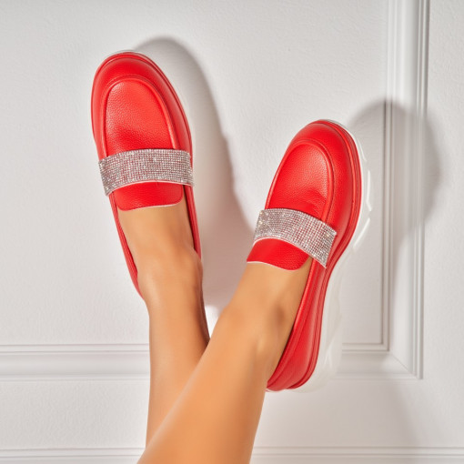 Pantofi dama casual Rosii din Piele Ecologica Akai - Img 3