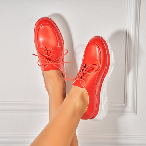 Pantofi dama casual Rosii din Piele Ecologica Sione - Img 3