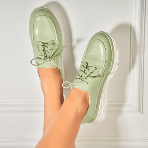 Pantofi dama casual Verzi din Piele Ecologica Sione - Img 2