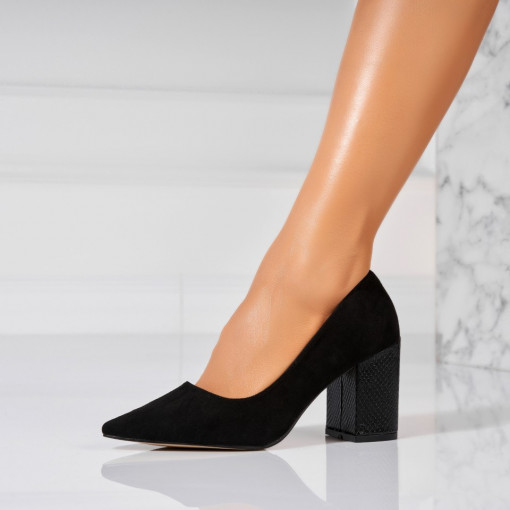 Pantofi dama cu toc Negri din Piele Ecologica Intoarsa Airis - Img 4